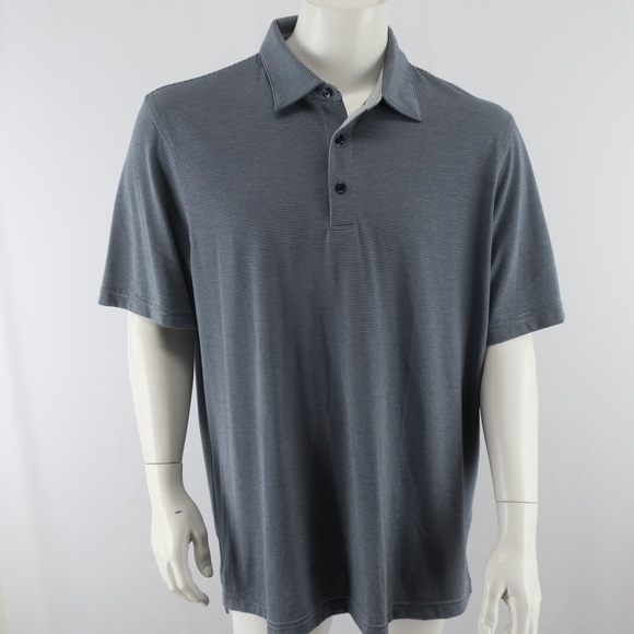 Jim Nantz Vineyard Vines Striped Polo Shirt Mens XL‎ Blue Gray Pima Cotton Blend - Picture 1 of 6